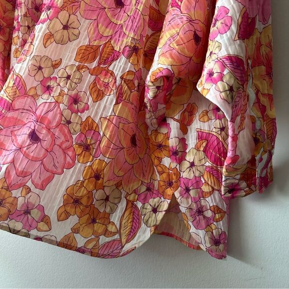 Smythe Pink and Orange Begonia Floral Top Kimono - Picture 8 of 10